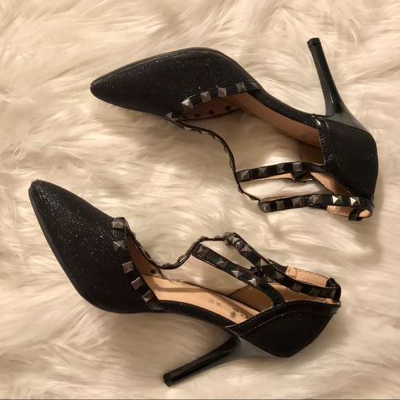 etcetera! BLK SPARKLY HEELS W/ STRAPS 7/8 - Picture 7 of 8